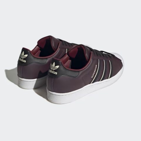 ADIDAS Originals Men Maroon & White Superstar Colourblocked Leather Sneakers view 4